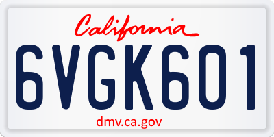 CA license plate 6VGK601