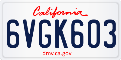 CA license plate 6VGK603