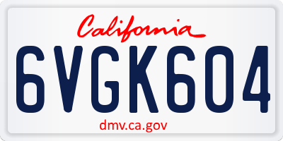 CA license plate 6VGK604