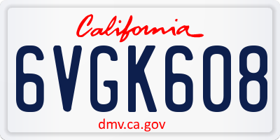 CA license plate 6VGK608