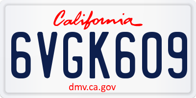 CA license plate 6VGK609