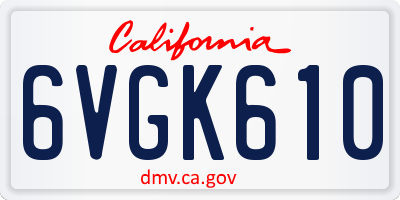 CA license plate 6VGK610