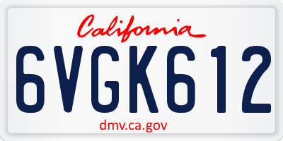CA license plate 6VGK612