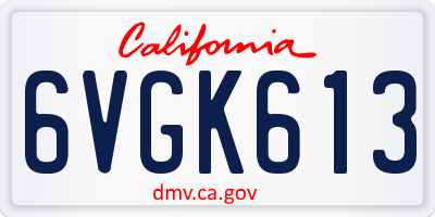 CA license plate 6VGK613