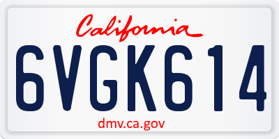CA license plate 6VGK614