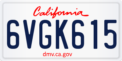 CA license plate 6VGK615