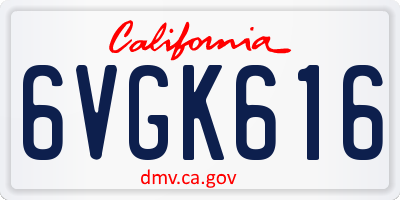 CA license plate 6VGK616
