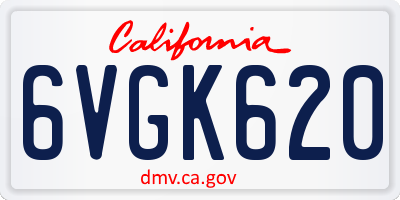 CA license plate 6VGK620