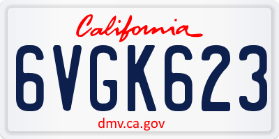 CA license plate 6VGK623