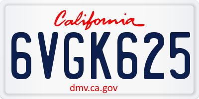 CA license plate 6VGK625