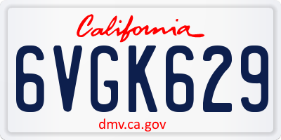 CA license plate 6VGK629
