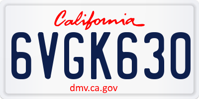 CA license plate 6VGK630