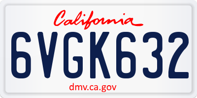 CA license plate 6VGK632