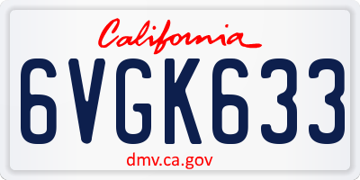 CA license plate 6VGK633