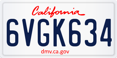 CA license plate 6VGK634