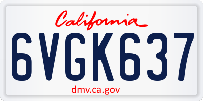 CA license plate 6VGK637