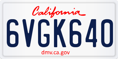 CA license plate 6VGK640