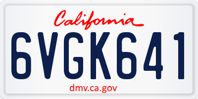 CA license plate 6VGK641