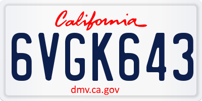 CA license plate 6VGK643