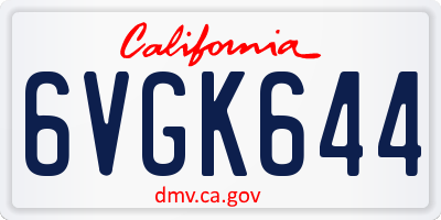 CA license plate 6VGK644