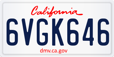 CA license plate 6VGK646