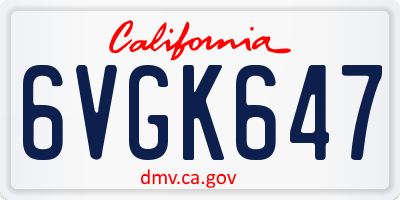 CA license plate 6VGK647