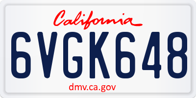 CA license plate 6VGK648