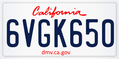 CA license plate 6VGK650