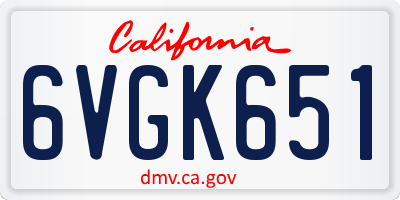 CA license plate 6VGK651