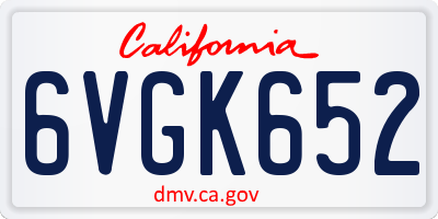 CA license plate 6VGK652