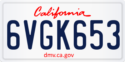 CA license plate 6VGK653