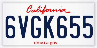 CA license plate 6VGK655