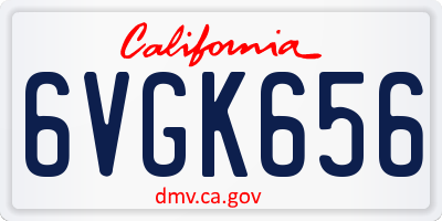 CA license plate 6VGK656