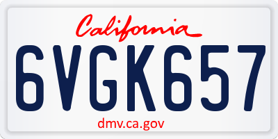 CA license plate 6VGK657