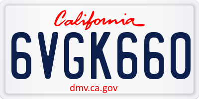 CA license plate 6VGK660