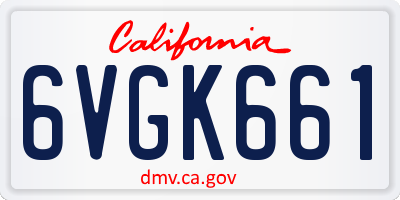 CA license plate 6VGK661