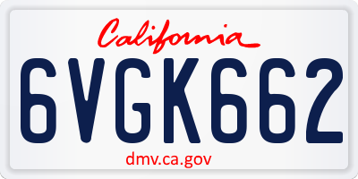 CA license plate 6VGK662