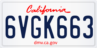 CA license plate 6VGK663