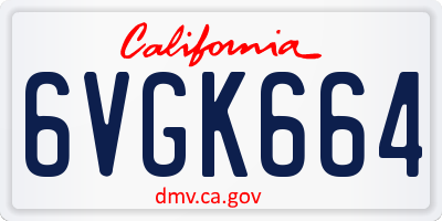 CA license plate 6VGK664