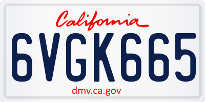 CA license plate 6VGK665