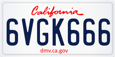 CA license plate 6VGK666