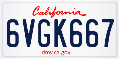 CA license plate 6VGK667