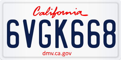 CA license plate 6VGK668