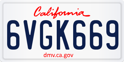 CA license plate 6VGK669