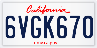 CA license plate 6VGK670