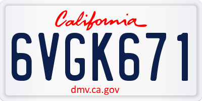 CA license plate 6VGK671