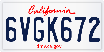 CA license plate 6VGK672