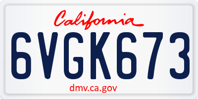 CA license plate 6VGK673