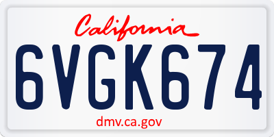 CA license plate 6VGK674