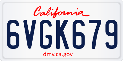 CA license plate 6VGK679